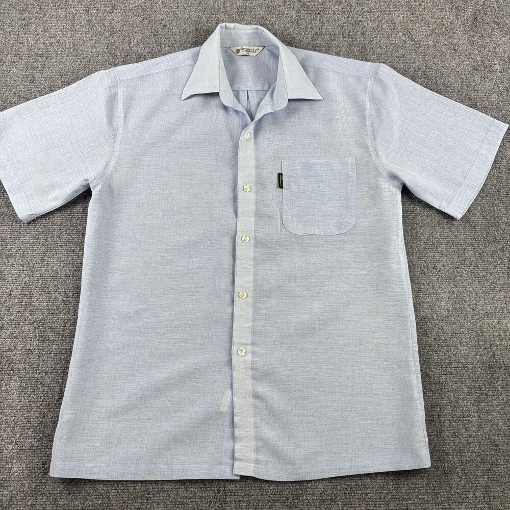 University Cambridge Mens 95 Shirt Blue Linen Short Sleeve Pocket